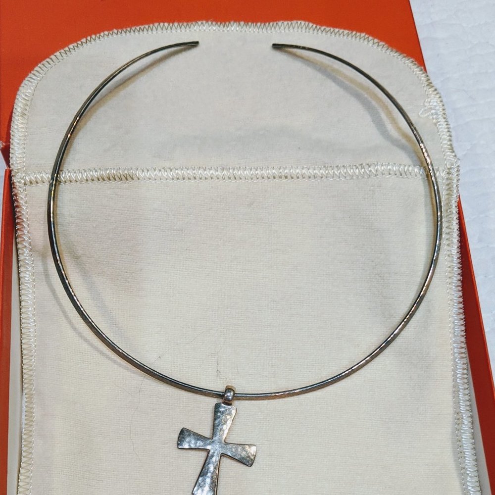 James Avery Hammered Choker with Cross